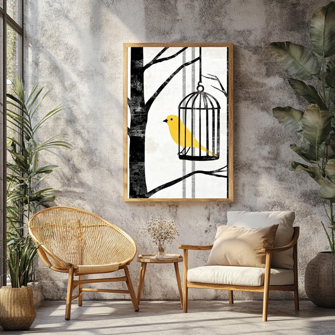 Yellow Canary Art Print, Nature Inspired Bedroom Decor - Image 2