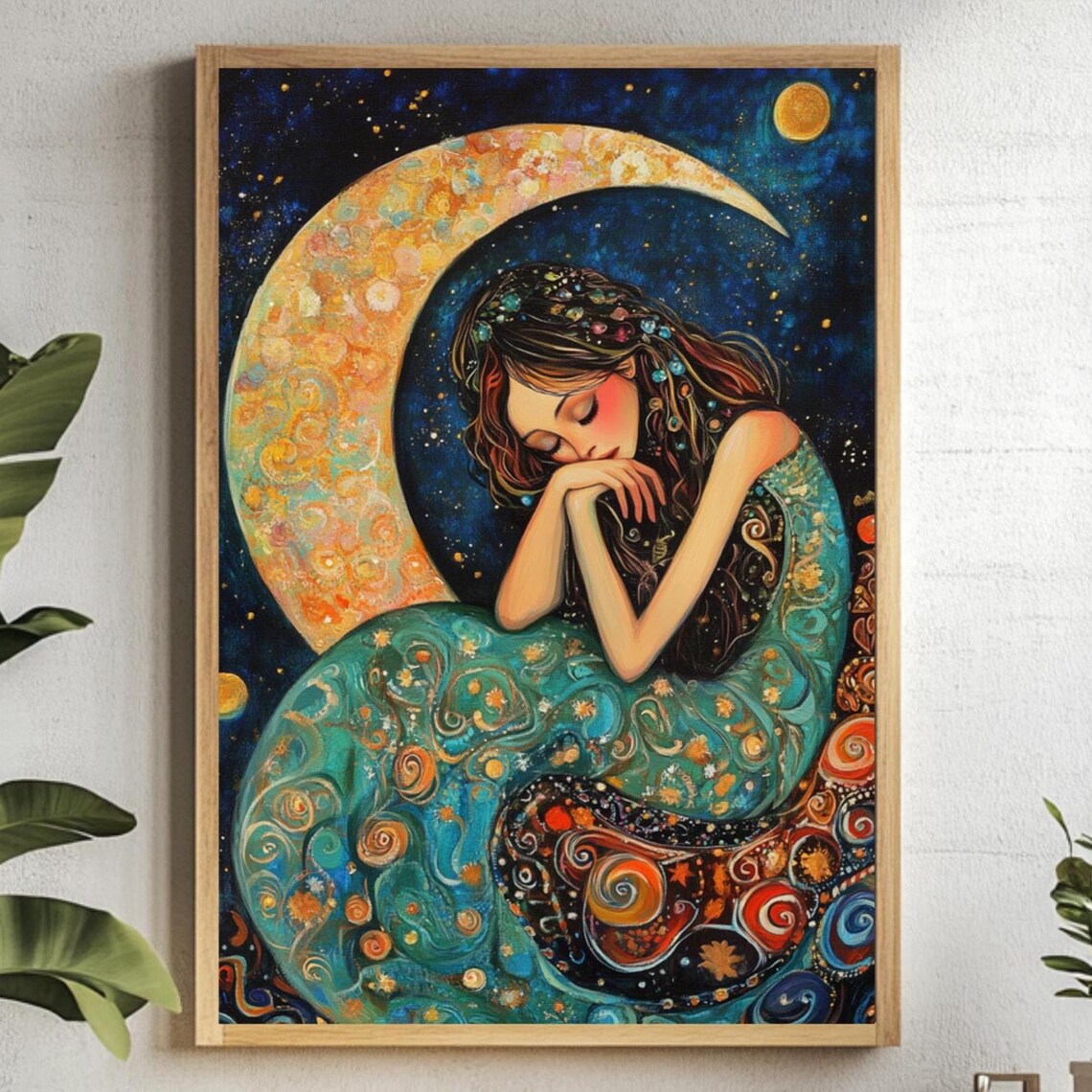Moon Goddess, Celestial Mystical Woman Art Print