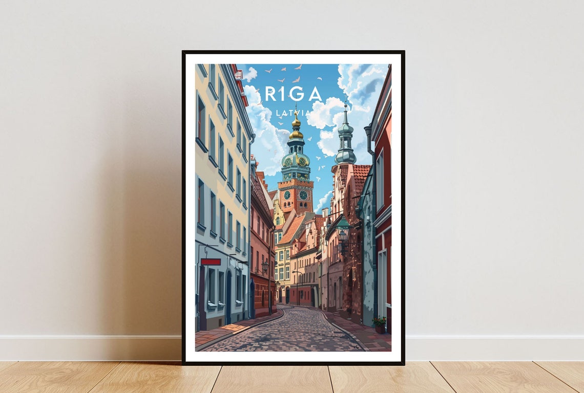 Riga Travel Print Latvia Riga Poster Latvia Poster Travel Wall Art Latvia Print Poster Latvia Europe Riga Latvian Travel Poster