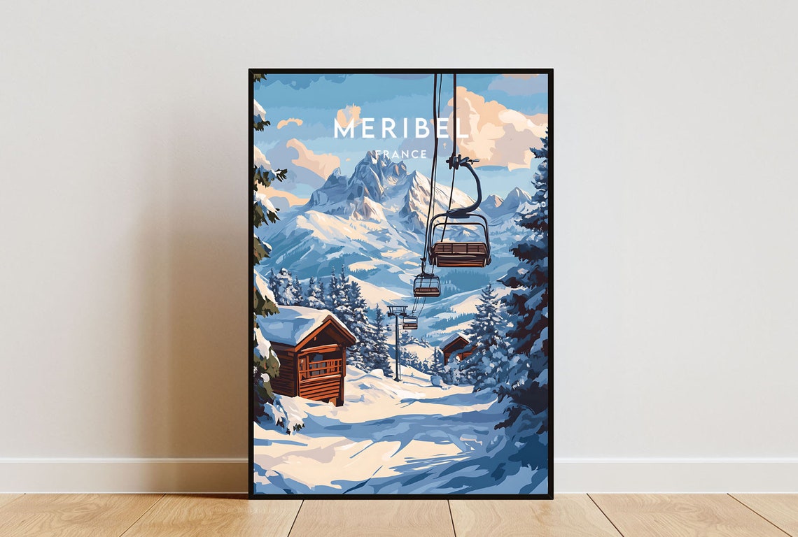 Meribel Travel Print France Meribel Poster France Poster Travel Wall Art France Print France Europe Meribel Wall Art Ski Wall Art