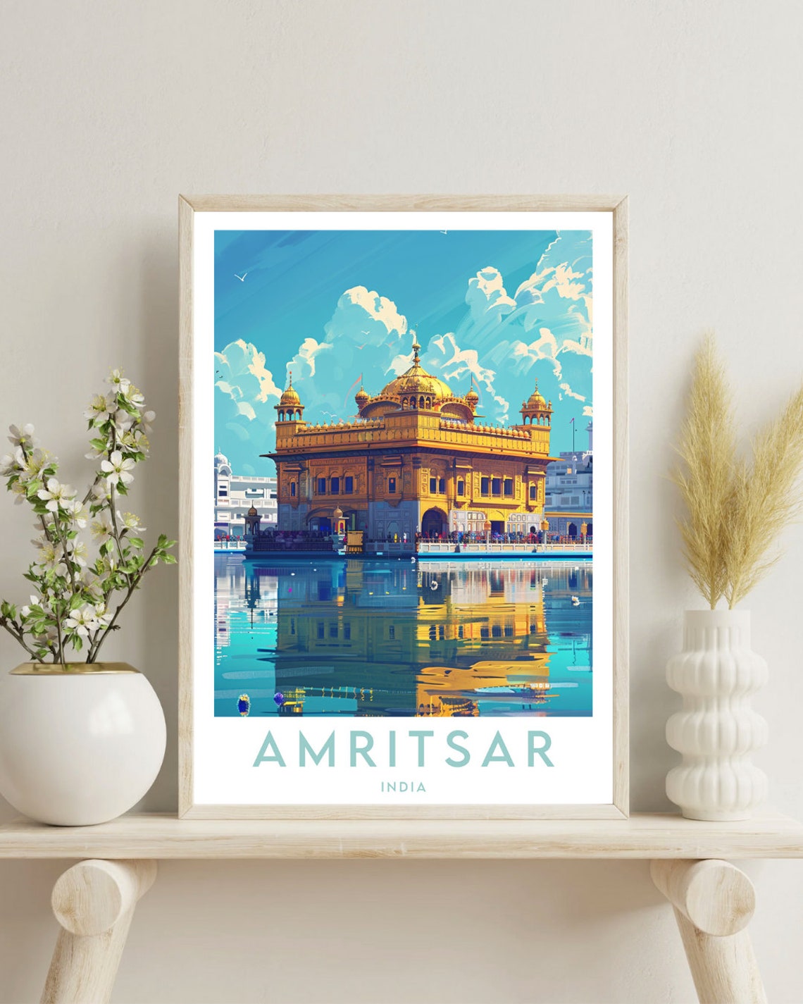 Amritsar India Golden Temple Sacred Reflecting Pool Travel Poster - Image 4