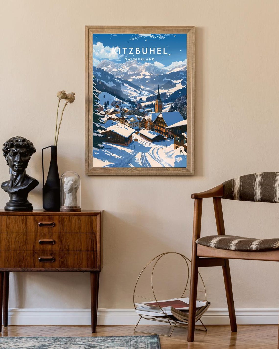Kitzbuhel Switzerland Snowy Alpine Ski Resort Town Travel Poster - Image 2