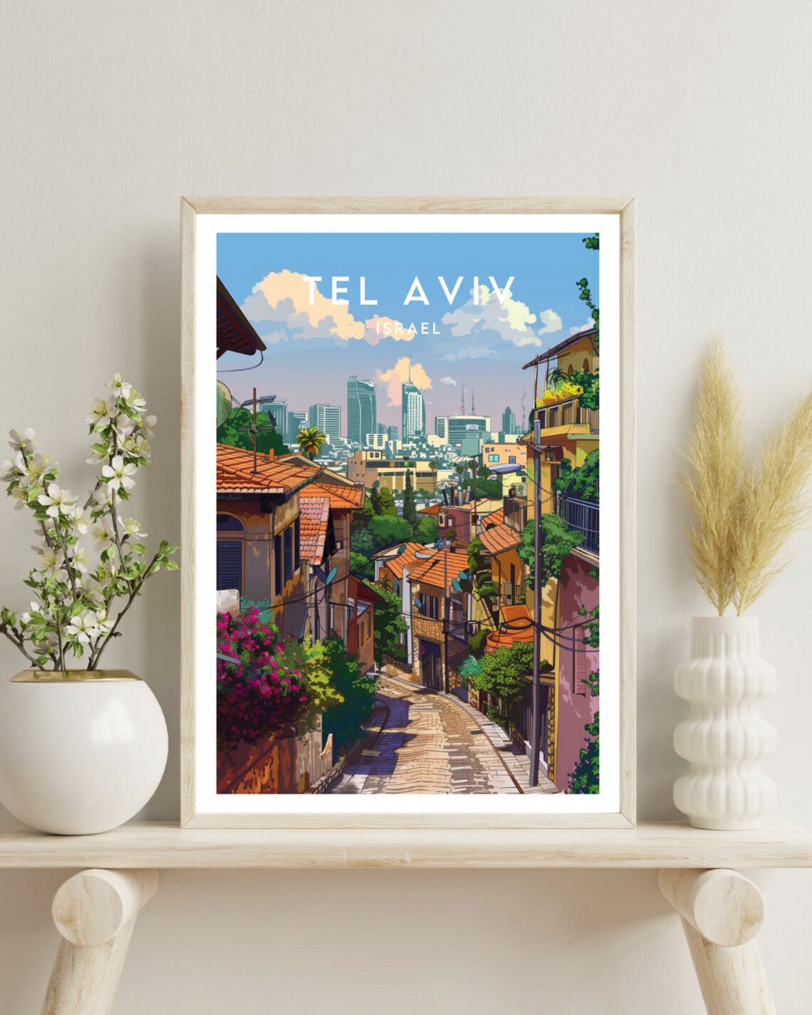 Tel Aviv Israel Old Jaffa Street Skyline Vintage Travel Poster - Image 4