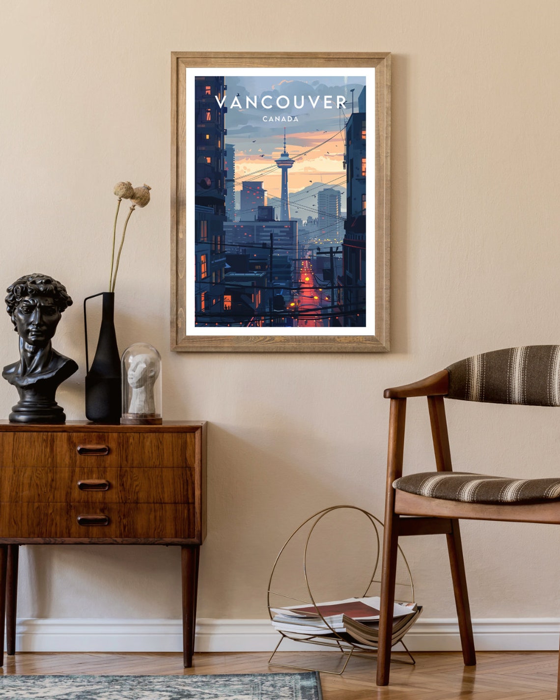 Vancouver Canada Harbour Centre Tower Dusk Skyline Travel Poster - Image 2