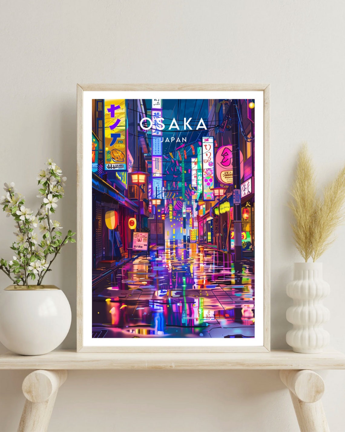 Osaka Travel Print Japan Osaka Poster Japan Poster Travel Wall Art Japan Print Osaka Neon Lights Print Japanese Poster Japan - Image 4