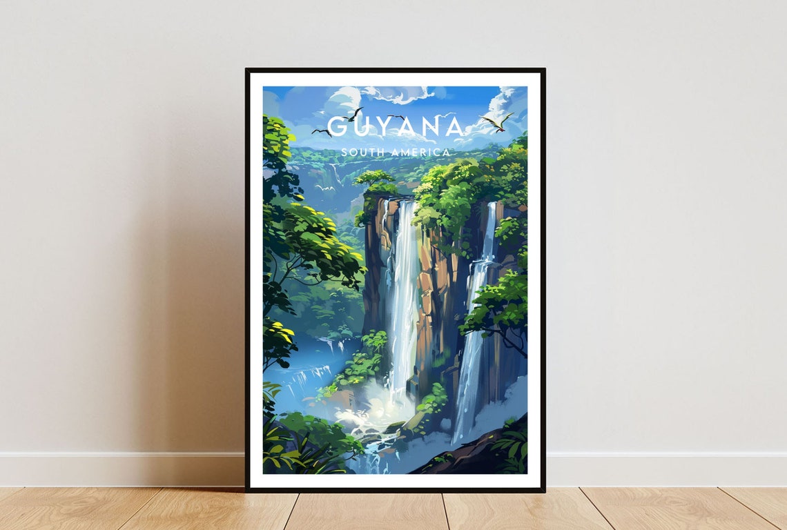 Guyana Travel Print South America Guyana Poster South America Poster Travel Wall Art Guyana Print Guyana South America Travel