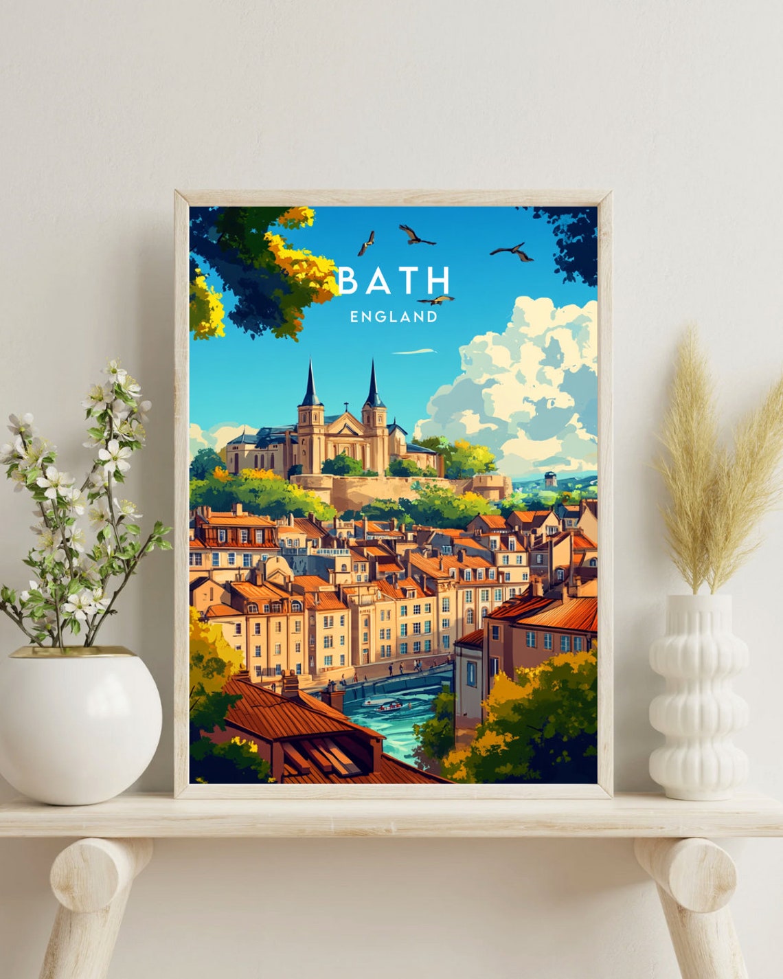 Bath Georgian City River Abbey Skyline England Travel Poster - Image 4