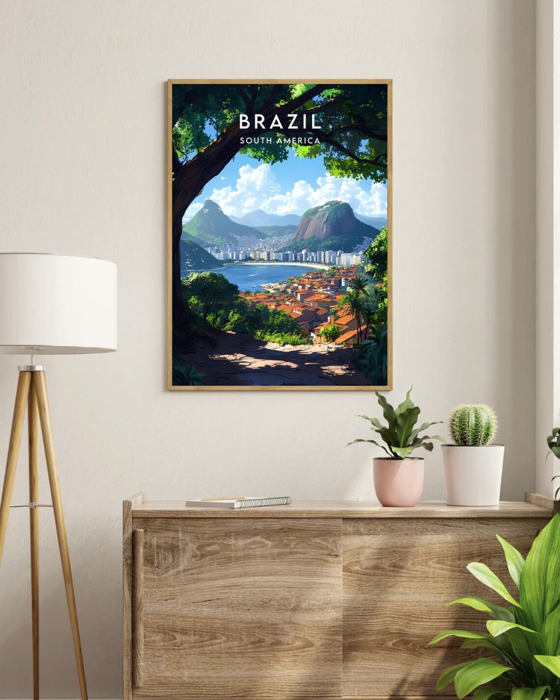 Brazil South America Bay Mountains Beach City Vintage Travel Poster - Image 2