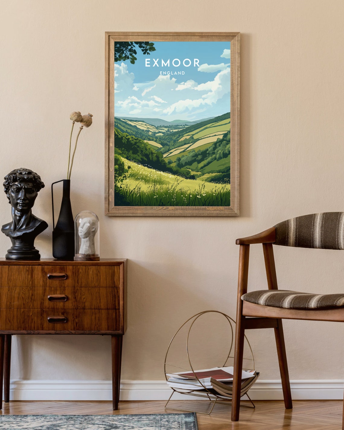 Exmoor England Rolling Green Hills Valley Pastoral Landscape Poster - Image 2