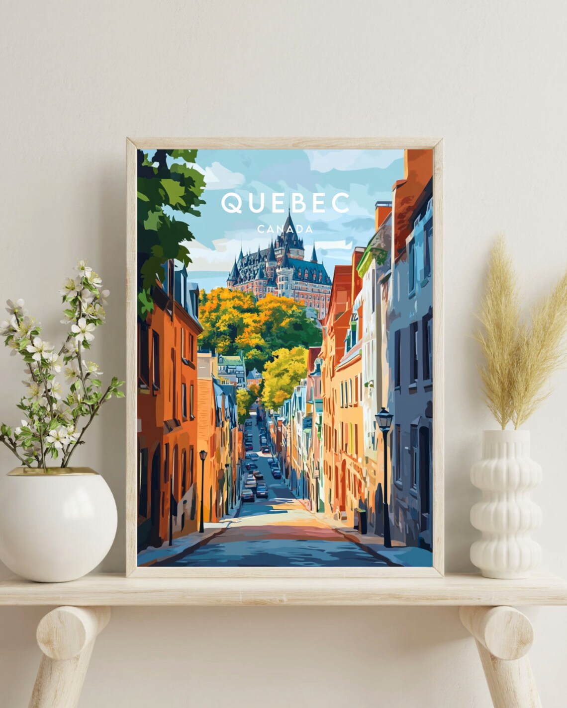 Quebec Canada Old Town Street Castle Hill Autumn Colors Travel Poster - Image 4