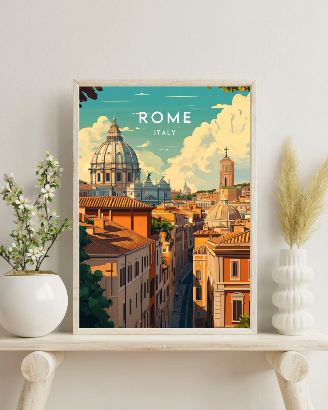 Rome Italy St Peters Basilica Dome Rooftop View Vintage Travel Poster - Image 4