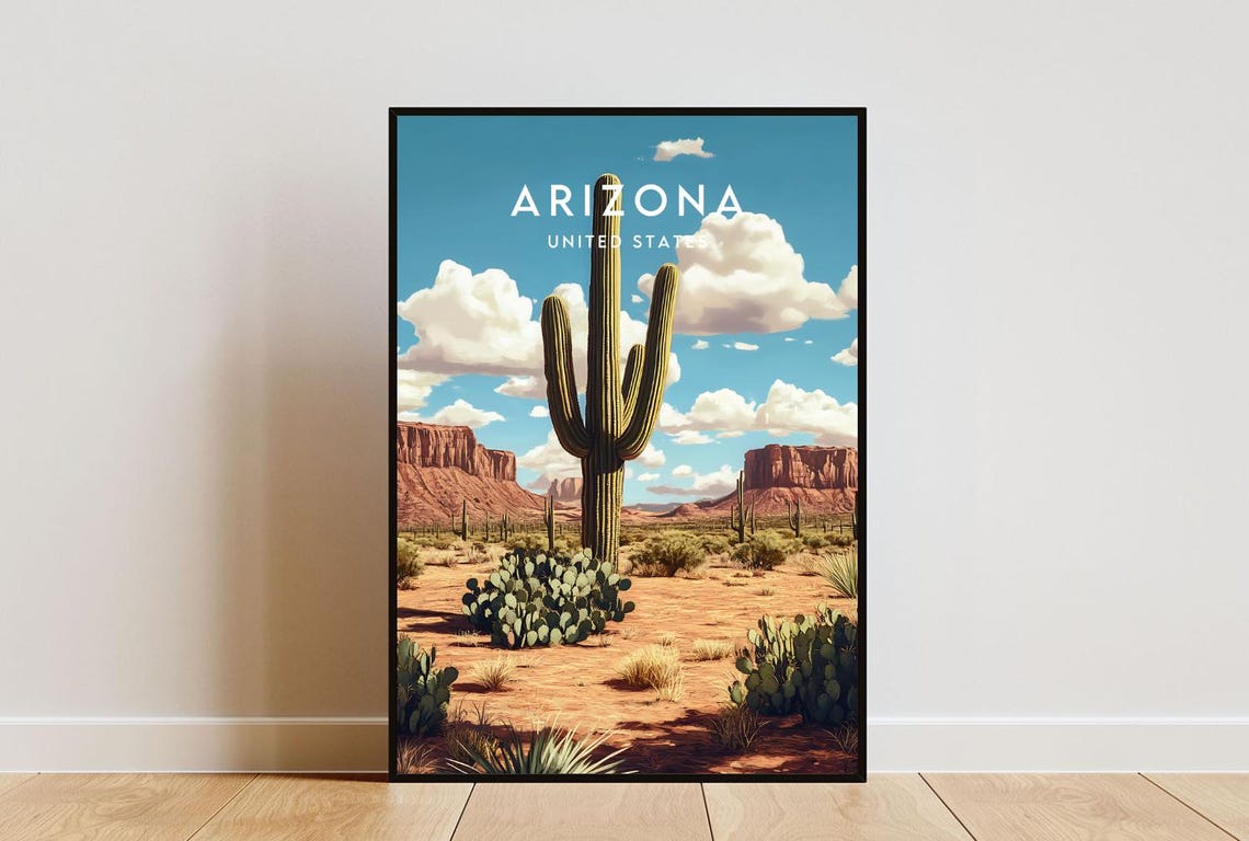 Arizona Travel Print United States Arizona Poster America Poster Travel Wall Art America Print America Arizona Wall Art Usa Poster