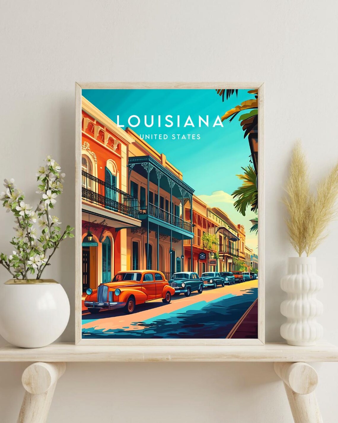 Louisiana United States French Quarter Balcony Vintage Travel Poster - Image 4