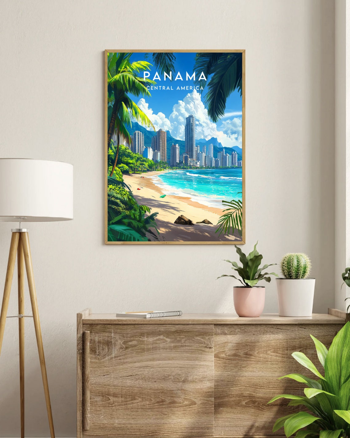 Panama Central America Beach Skyline Palm Fronds Tropical Poster - Image 3
