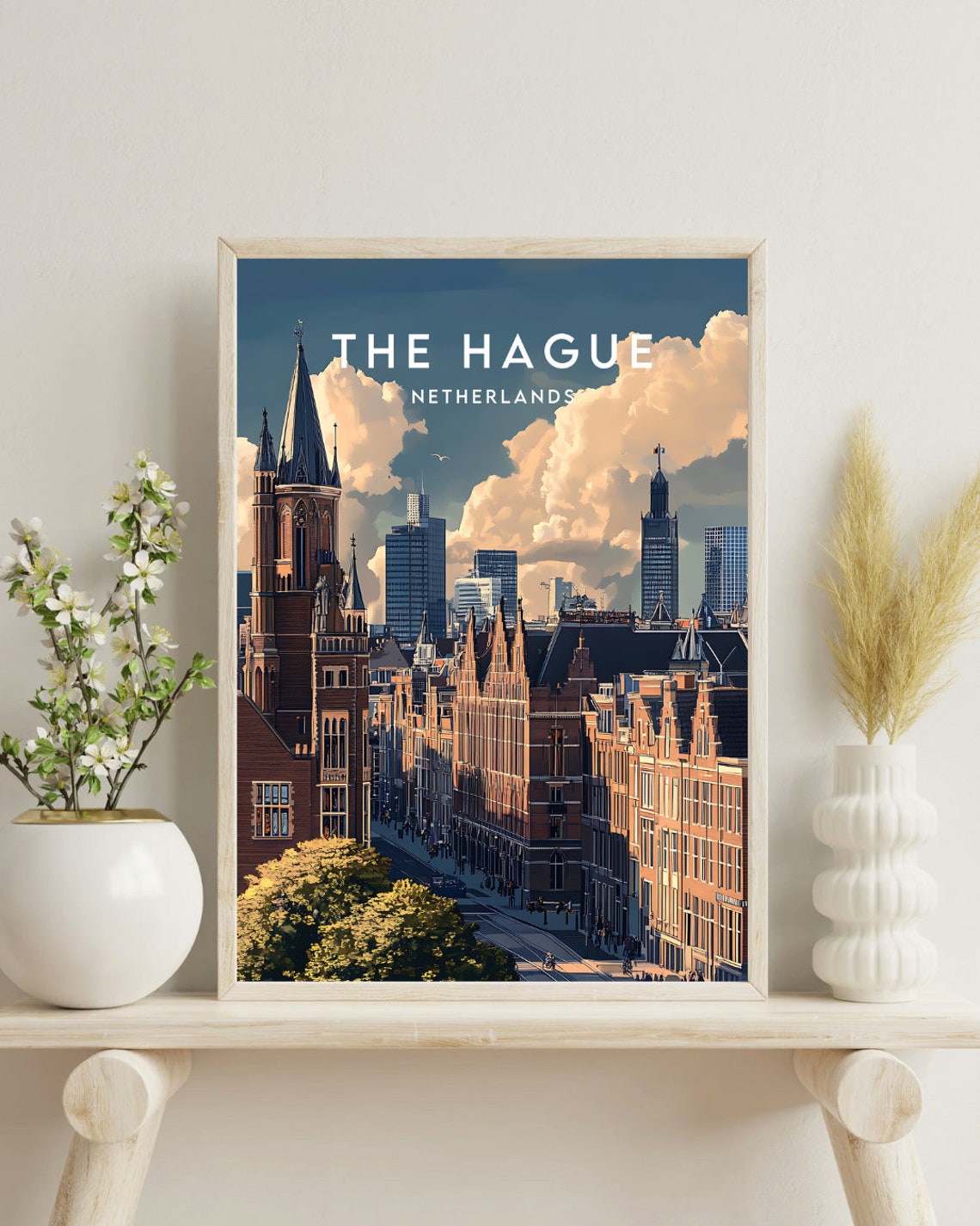 The Hague Netherlands Historic City Center Skyline Travel Poster - Image 4