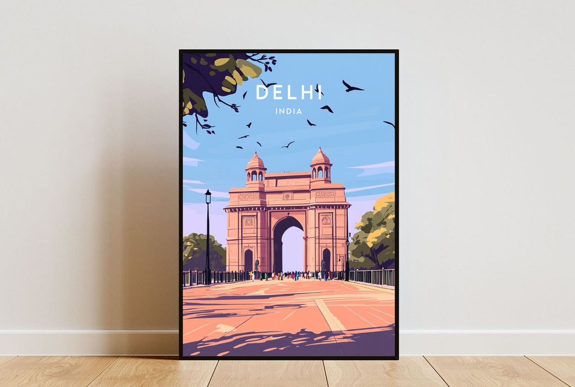 Delhi Travel Print India Delhi Poster India Poster Travel Wall Art India Print New Delhi New Delhi Poster India Gate Poster India