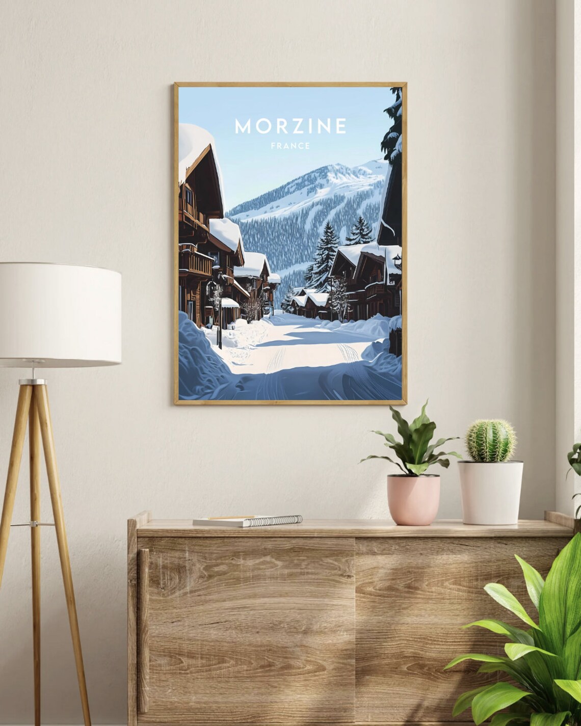 Morzine France Snow Covered Village Street Timbered Chalets Travel Poster - Image 3
