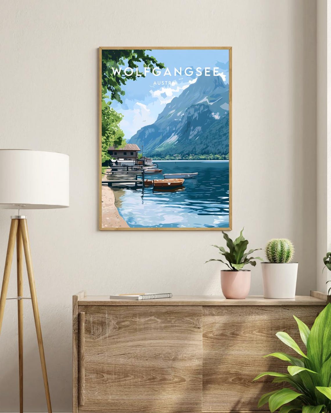 Wolfgangsee Austria Lake Boats and Mountain View Travel Poster - Image 3