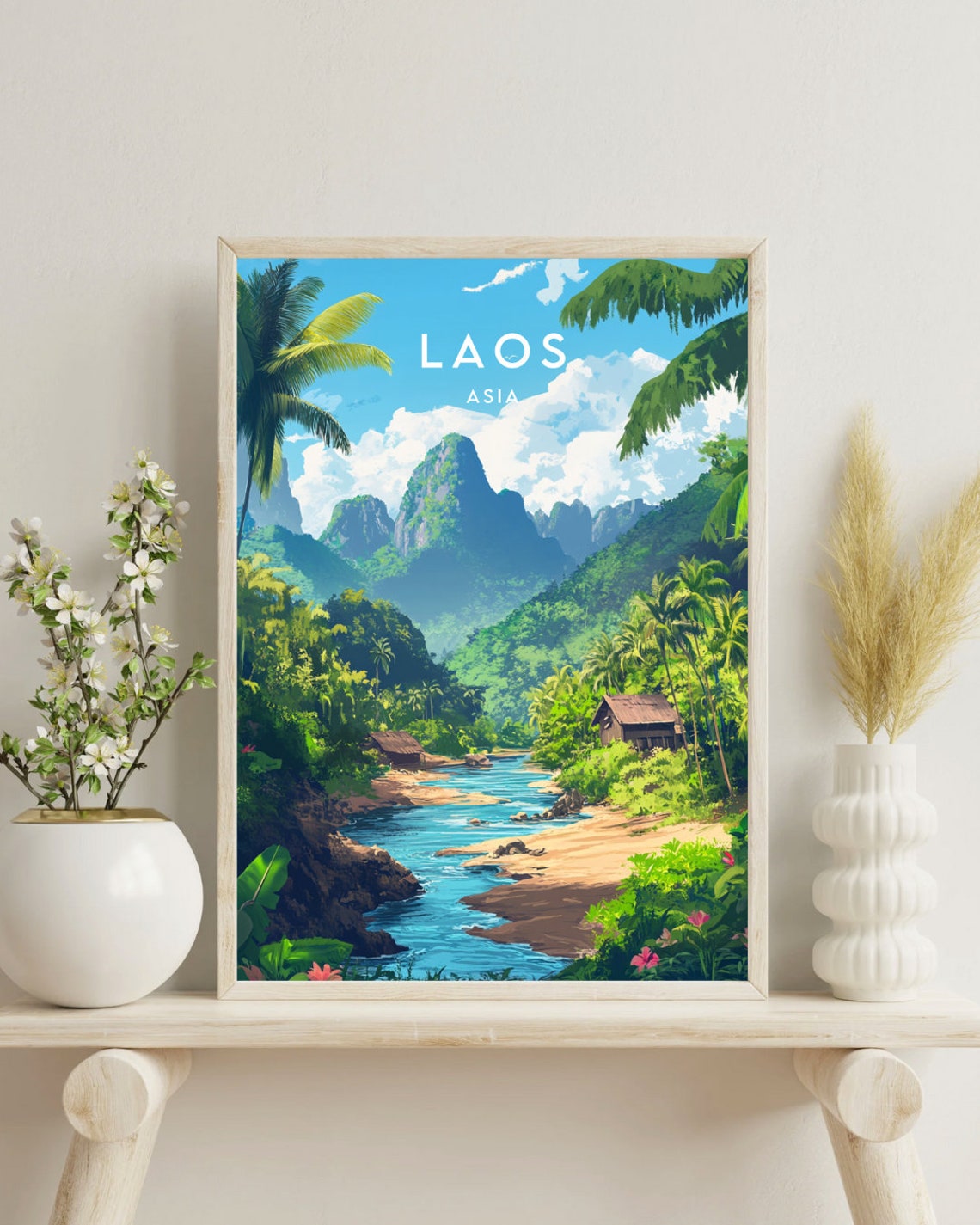 Laos Travel Print Laos Poster Travel Wall Art Laos Print Travel Poster Travel Poster Se Asia Laos Home Wall Art Vang Vieng Print - Image 4