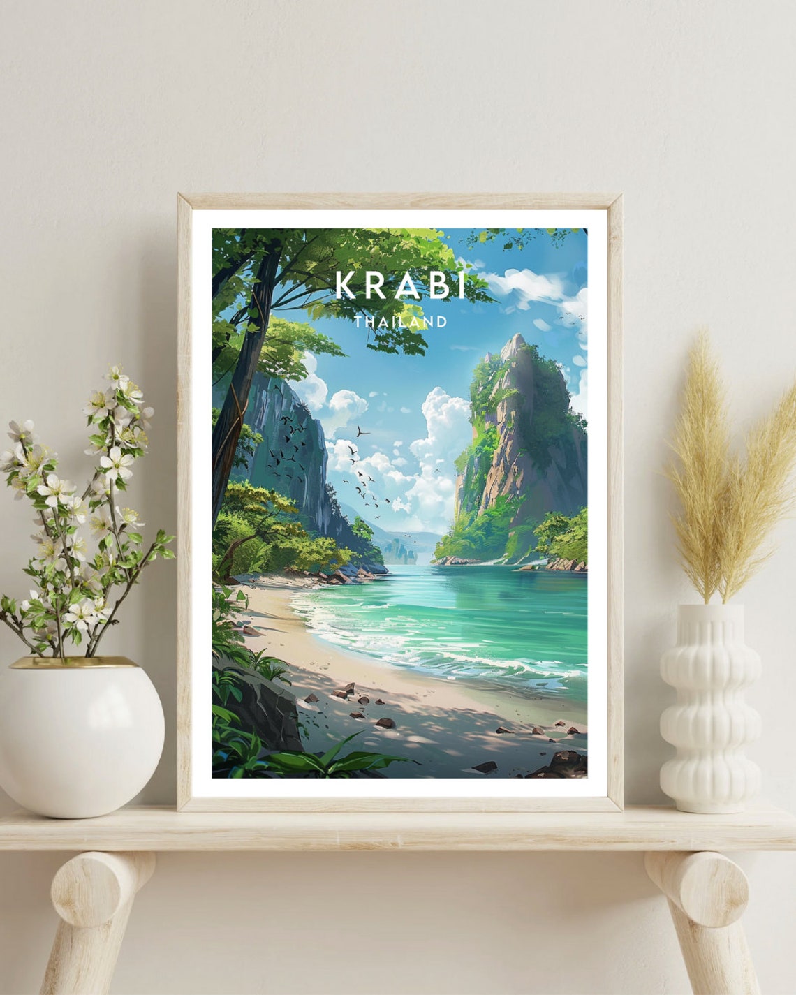Krabi Travel Print Thailand Krabi Poster Thailand Poster Travel Wall Art Thailand Print Thai Poster Beach Poster Ao Nang Krabi - Image 4