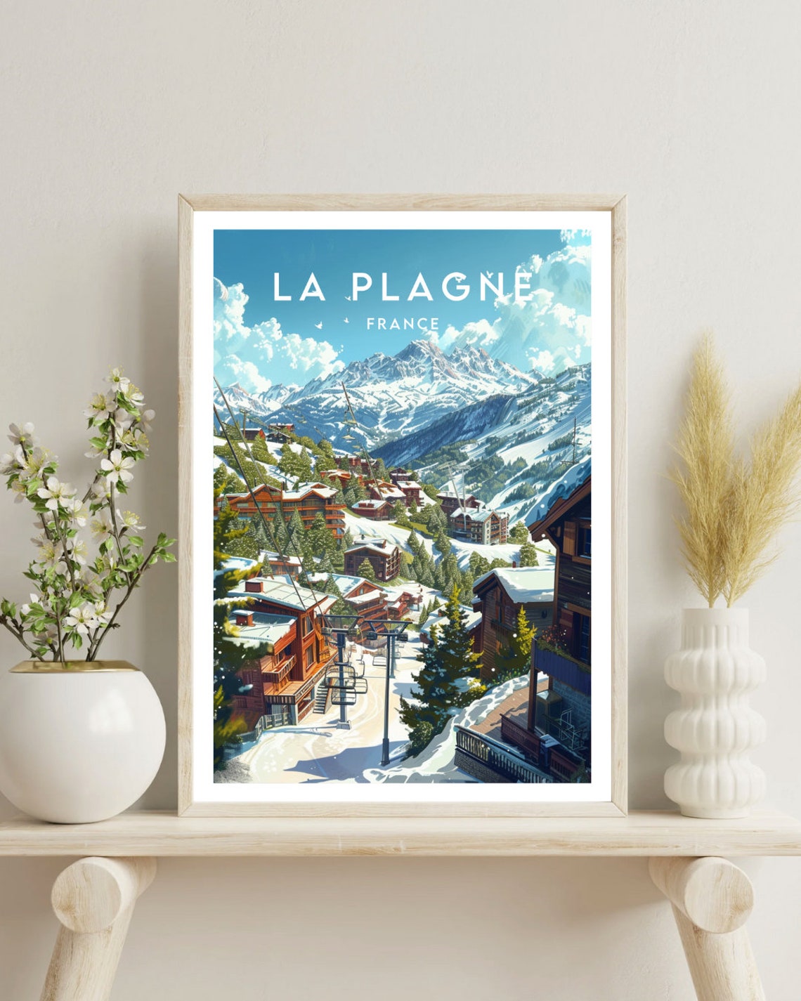 La Plagne Travel Print France La Plagne Poster France Poster Travel Wall Art France Print Poster France Europe La Plagne Wall Art - Image 4