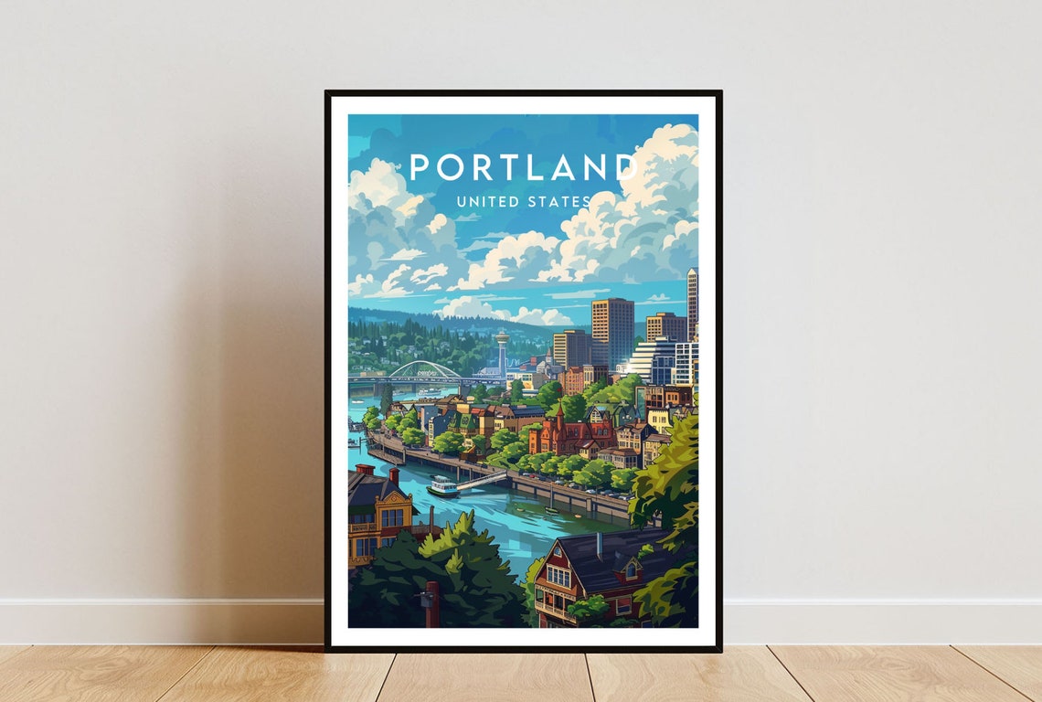 Portland Travel Print United States Portland Poster America Poster Travel Wall Art America Print Portland Usa Oregon Poster