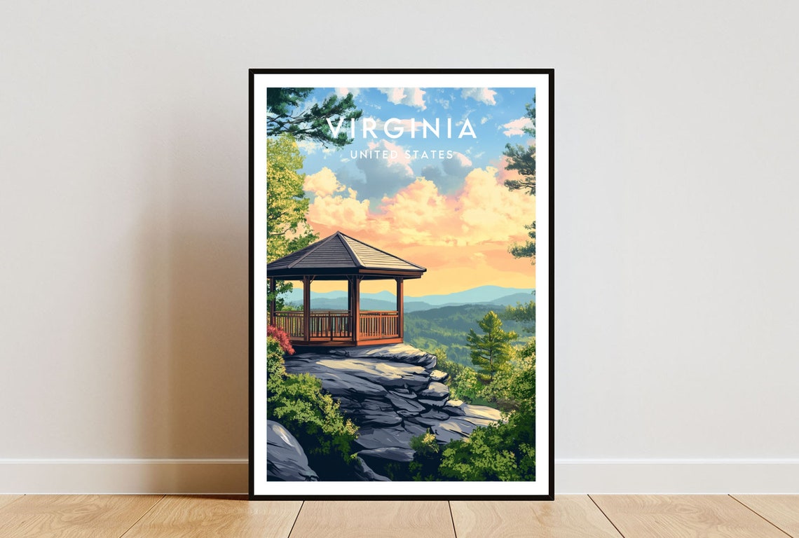 Virginia Travel Print United States Virginia Poster America Poster Travel Wall Art America Print America Virginia Wall Art Usa Art