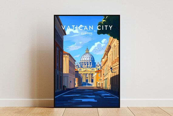 Vatican City Europe Saint Peters Basilica Street Travel Poster