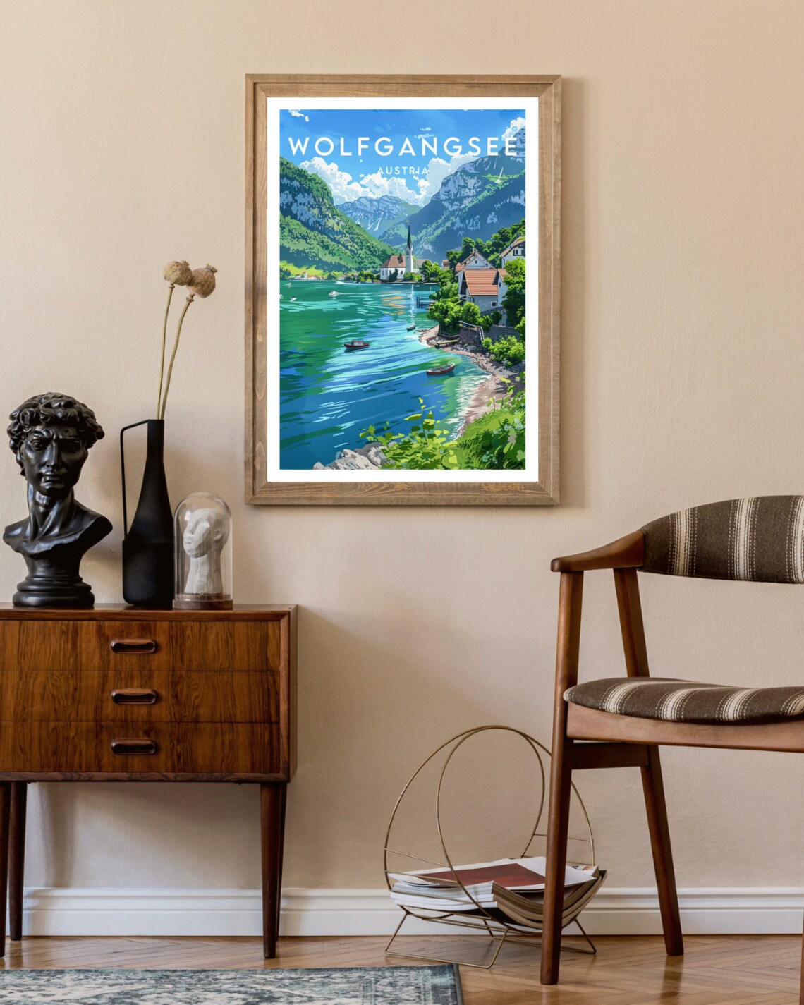 Wolfgangsee Austria Alpine Lake Village Church Boats Travel Poster - Image 2
