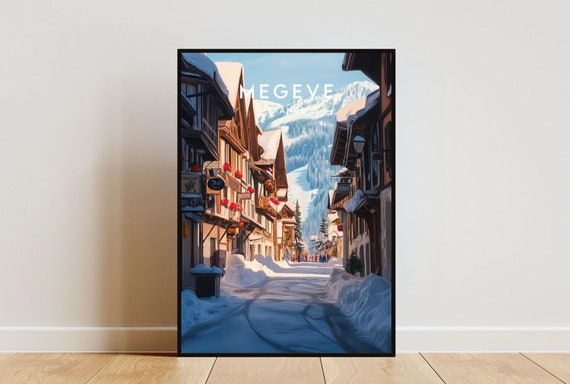 Megeve Travel Print France Megeve Poster France Poster Travel Wall Art France Print France Europe Megeve Wall Art Skiing Wall Art