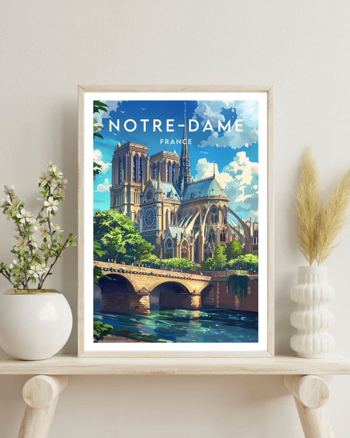 Notre Dame Vintage Travel Poster, France Wall Art - Image 4