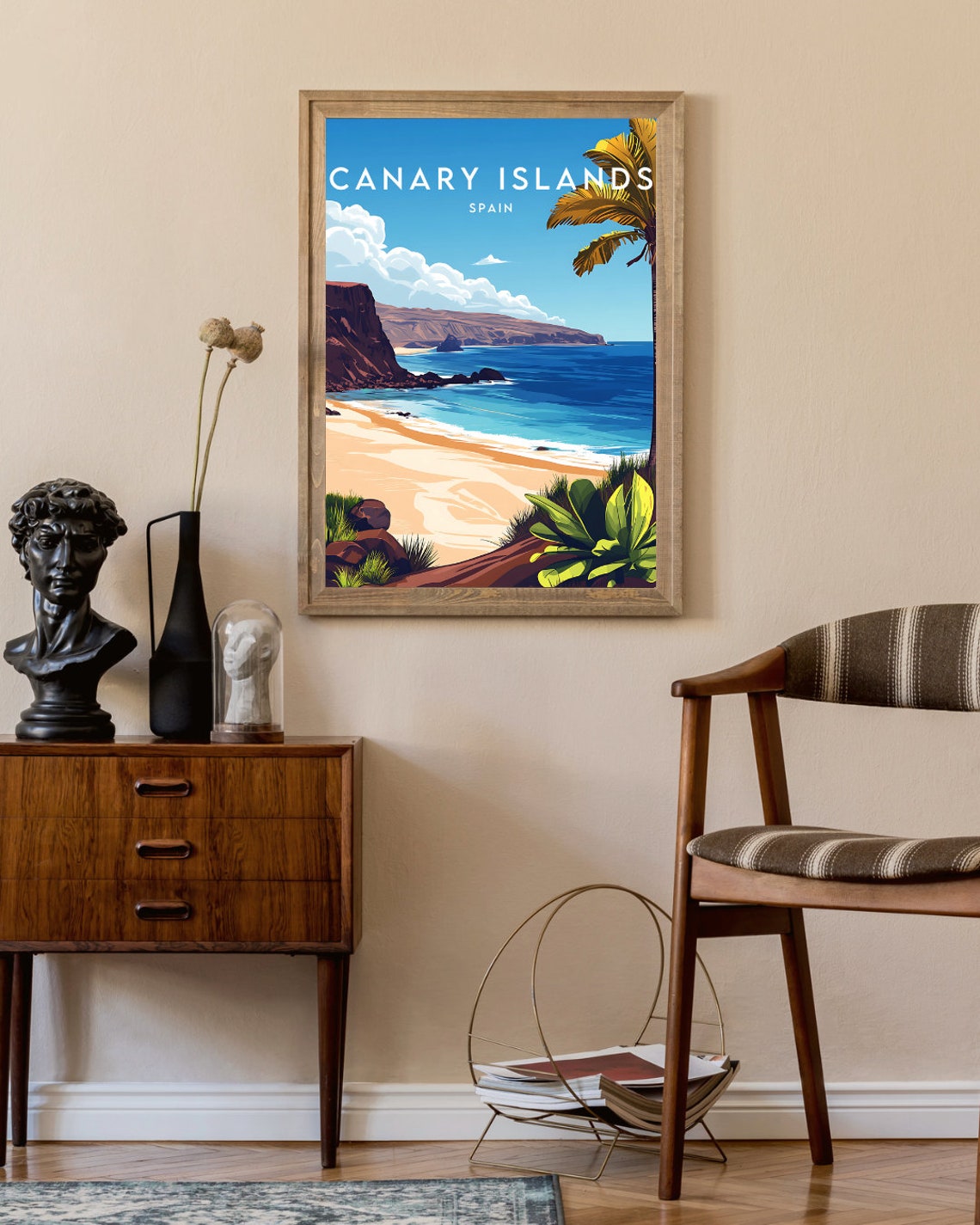 Canary Islands Spain Golden Beach Volcanic Cliffs Ocean Travel Poster - Image 2
