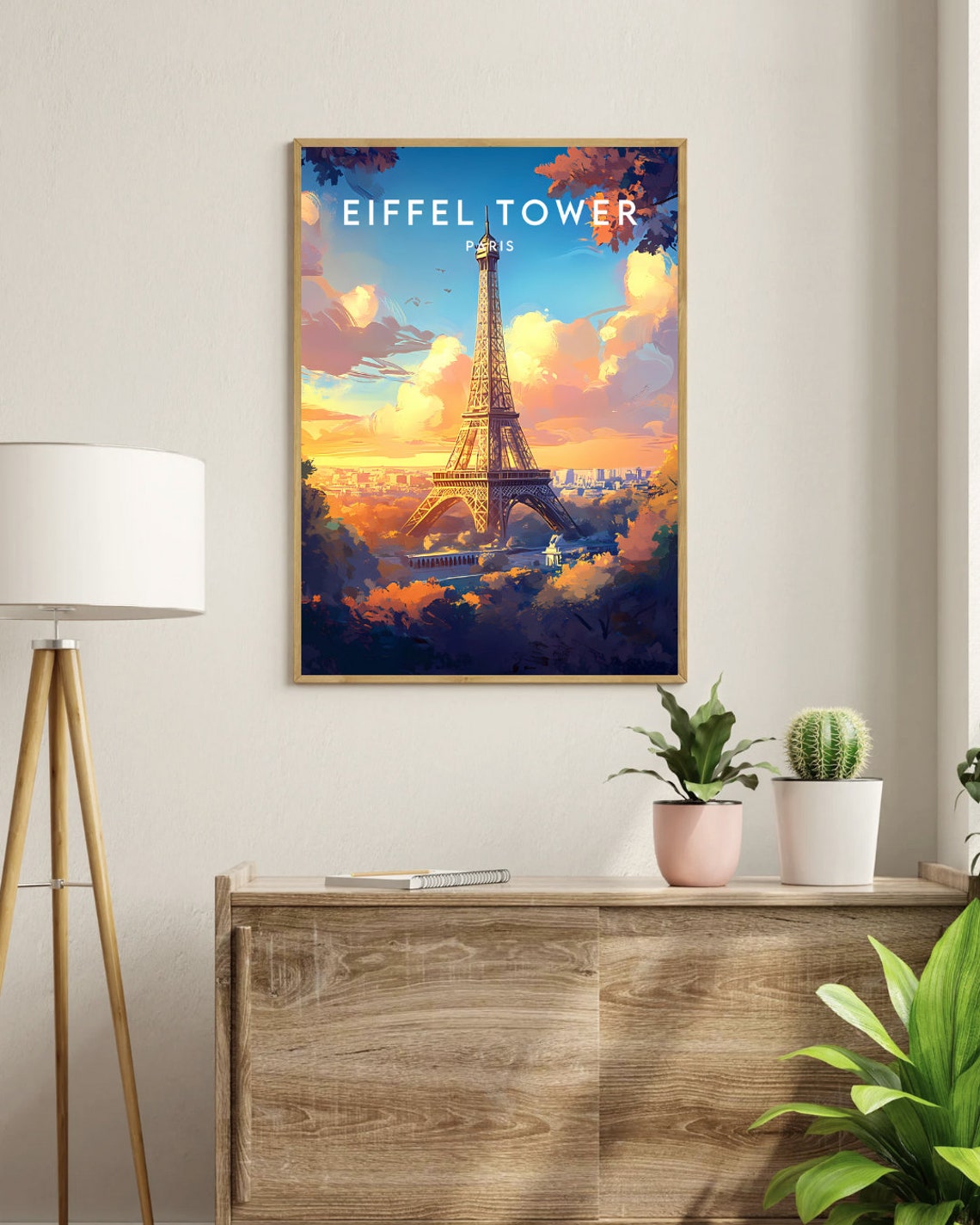 Eiffel Tower Paris Sunset Golden Sky Landmark Travel Art Poster - Image 3