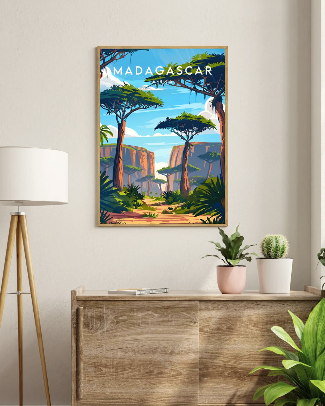 Madagascar Africa Baobab Trees Canyon Landscape Travel Poster - Image 3