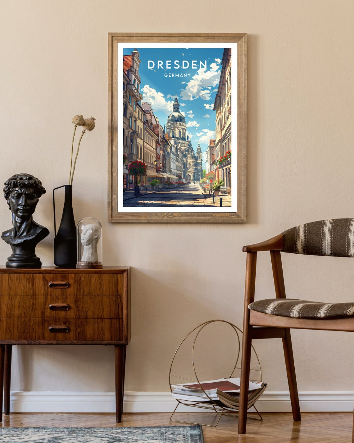Dresden Germany Frauenkirche Dome Old Town Street Scene Poster - Image 2