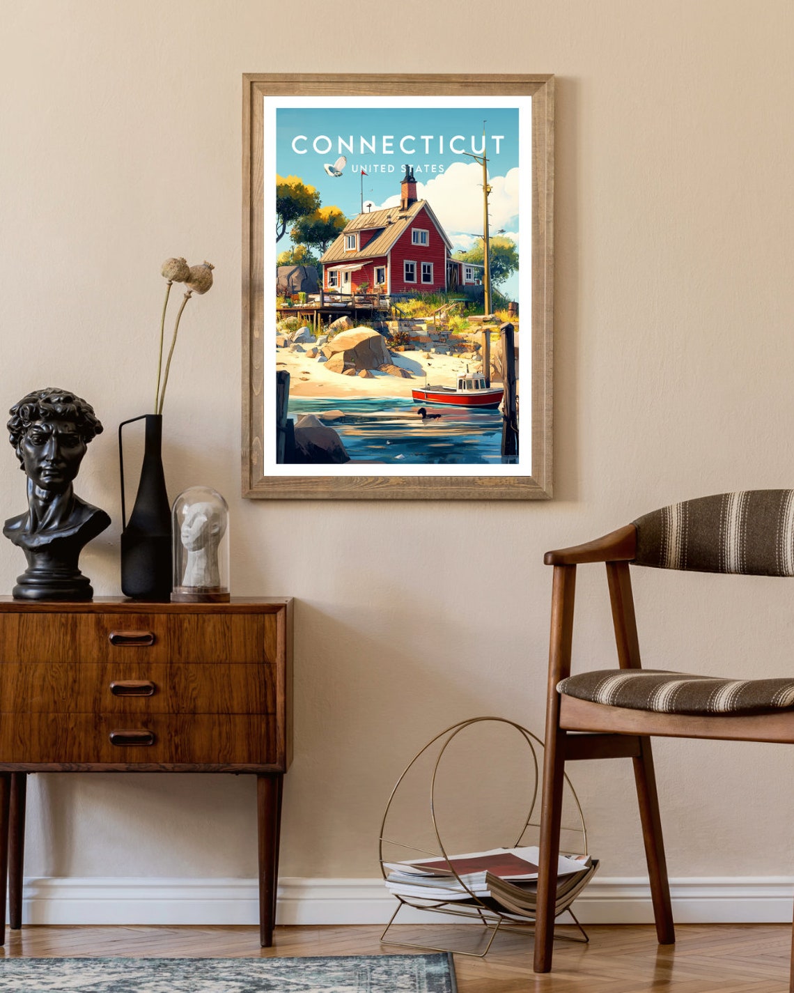 Connecticut Travel Print United States Connecticut Poster America Poster Travel Wall Art America Print America Connecticut Usa Art - Image 2