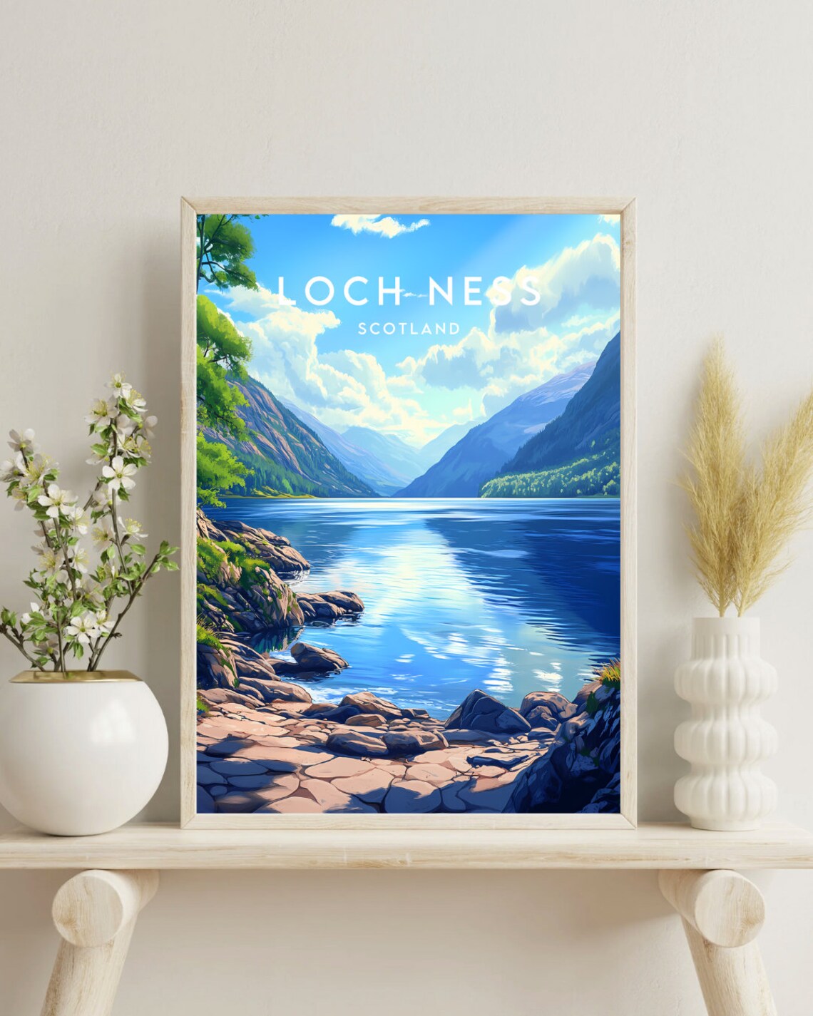 Loch Ness Scotland Mountain Lake Shore Vintage Travel Art Poster - Image 4