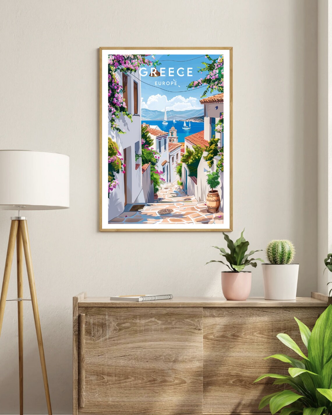 Greece Travel Poster, Santorini and Athens - Image 3