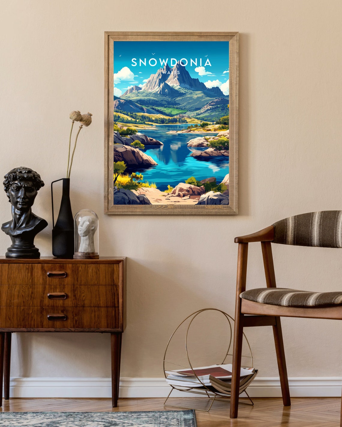 Snowdonia Mountain Lake Rugged Peaks Wales Landscape Travel Poster - Image 2