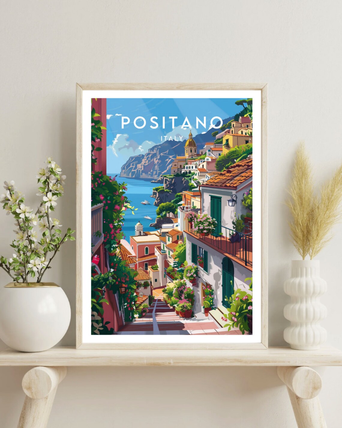 Positano Italy Amalfi Coast Cliffside Village Sea View Poster - Image 4