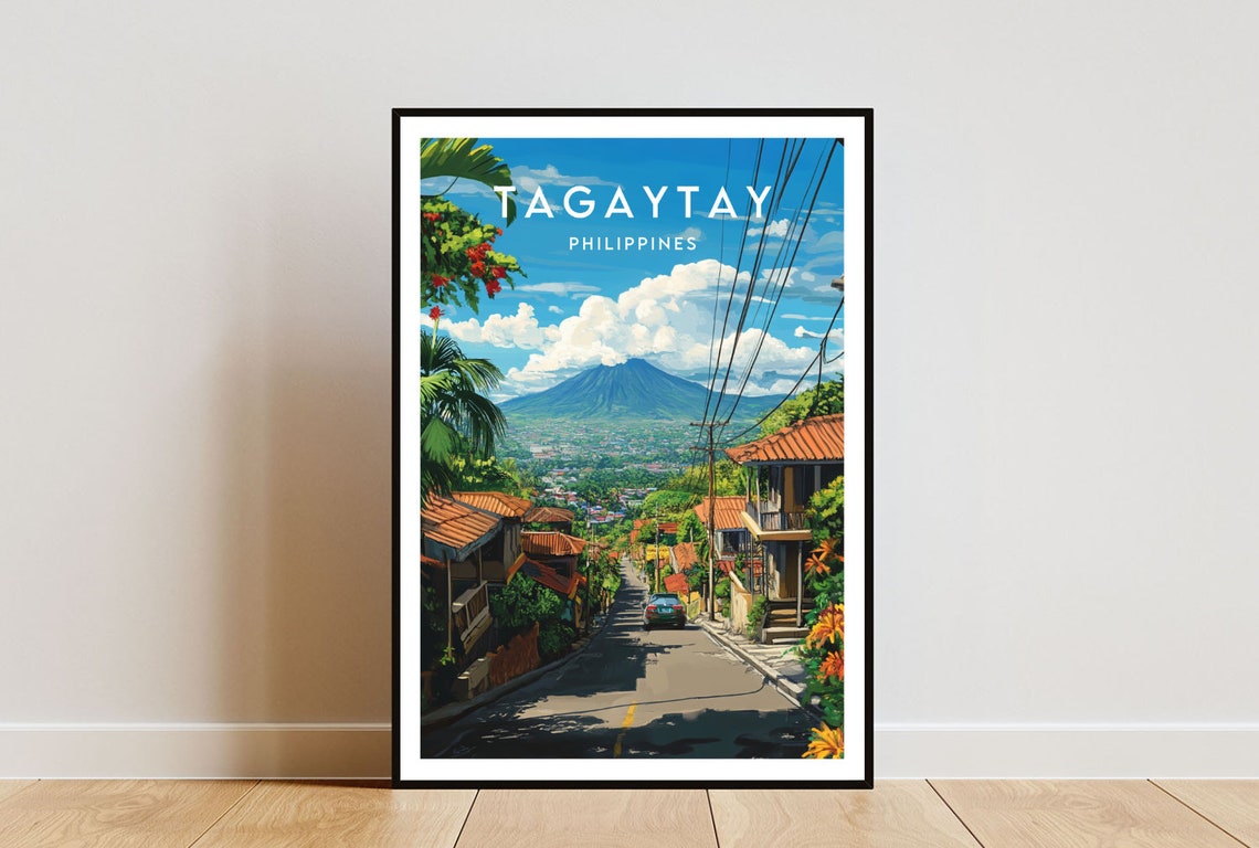 Tagaytay Philippines Volcano View Street Hillside Town Poster