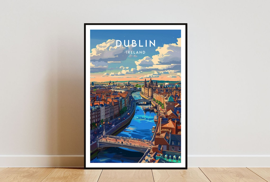 Dublin Travel Poster, Europe Wall Art Print