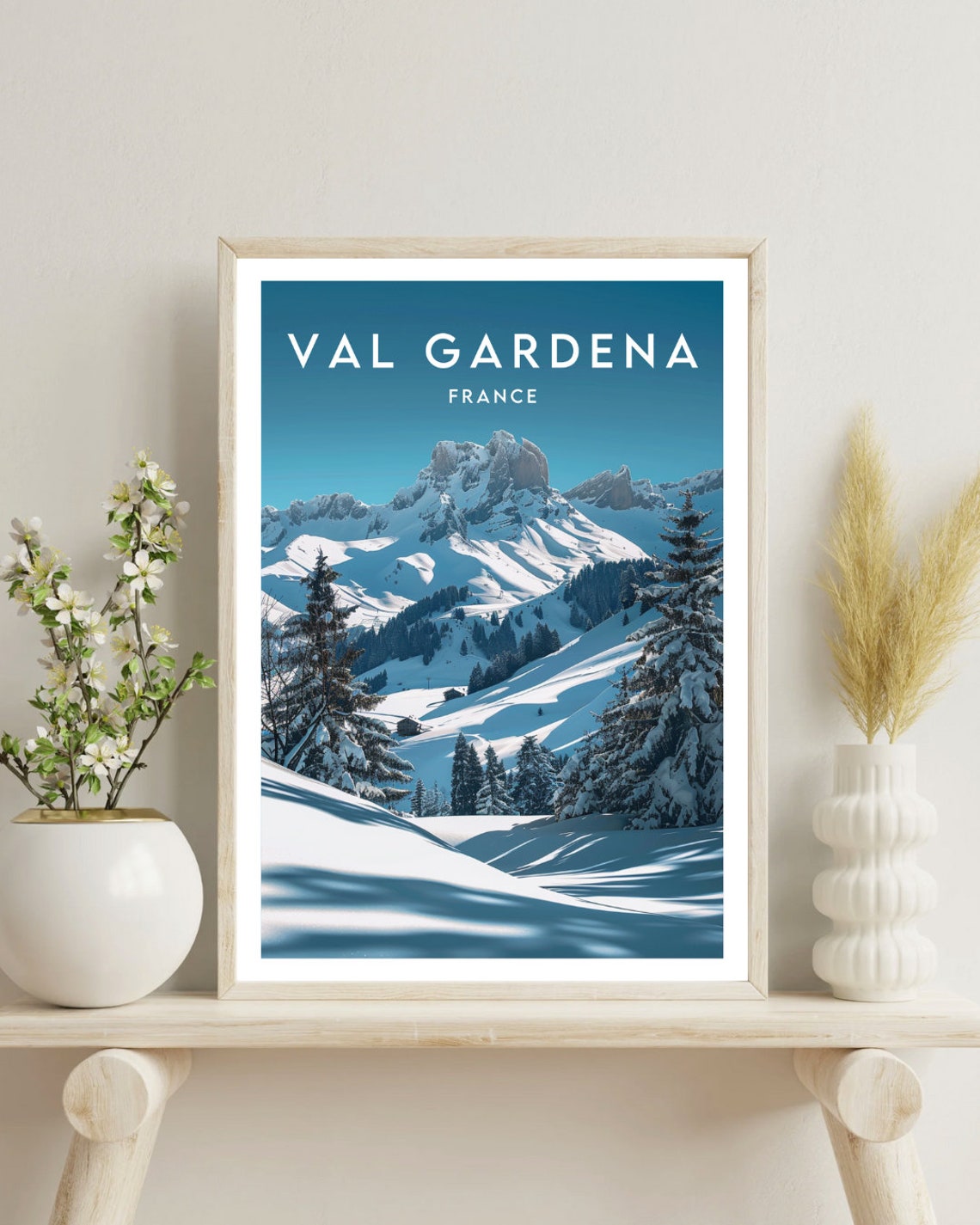Val Gardena France Snowy Alpine Valley Winter Landscape Poster - Image 4