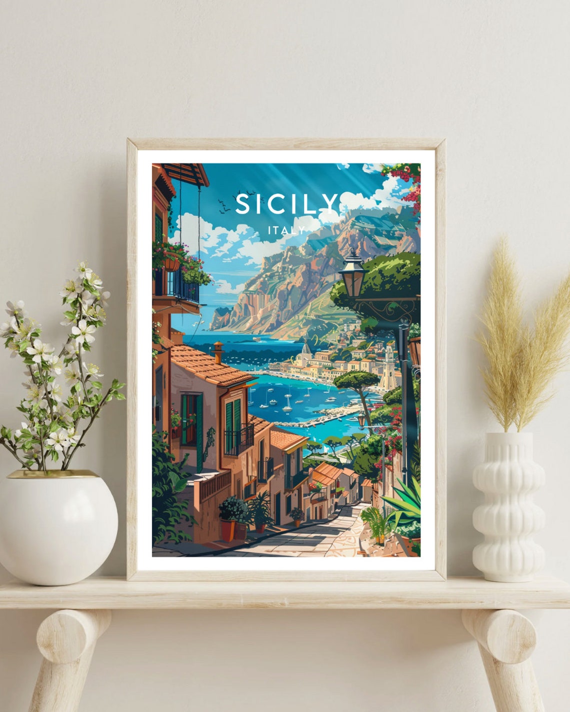 Sicily Travel Print Italy Sicily Poster Italy Poster Travel Wall Art Italy Print Poster Italy Europe Sicily Italy Wall Art - Image 4
