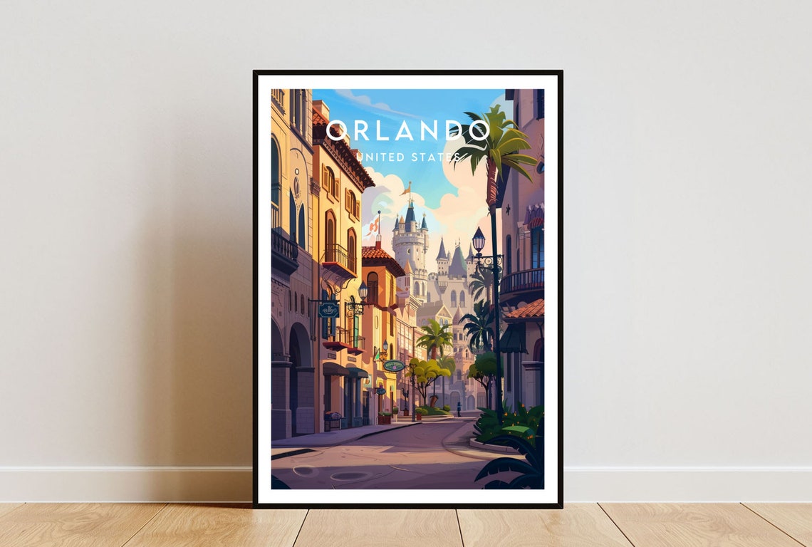 Orlando Travel Print United States Orlando Poster America Poster Travel Wall Art America Print Poster America Orlando Usa Florida