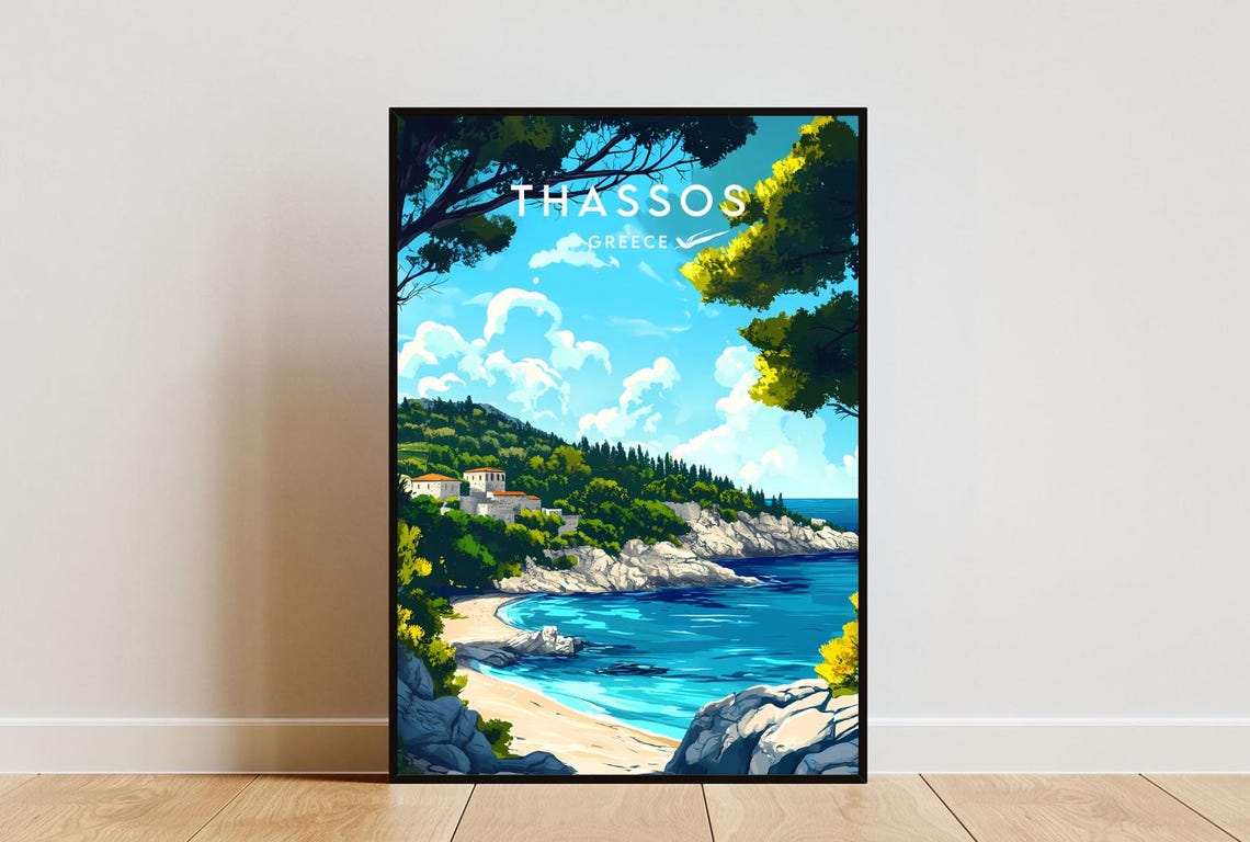 Thassos Travel Poster, Greece Europe