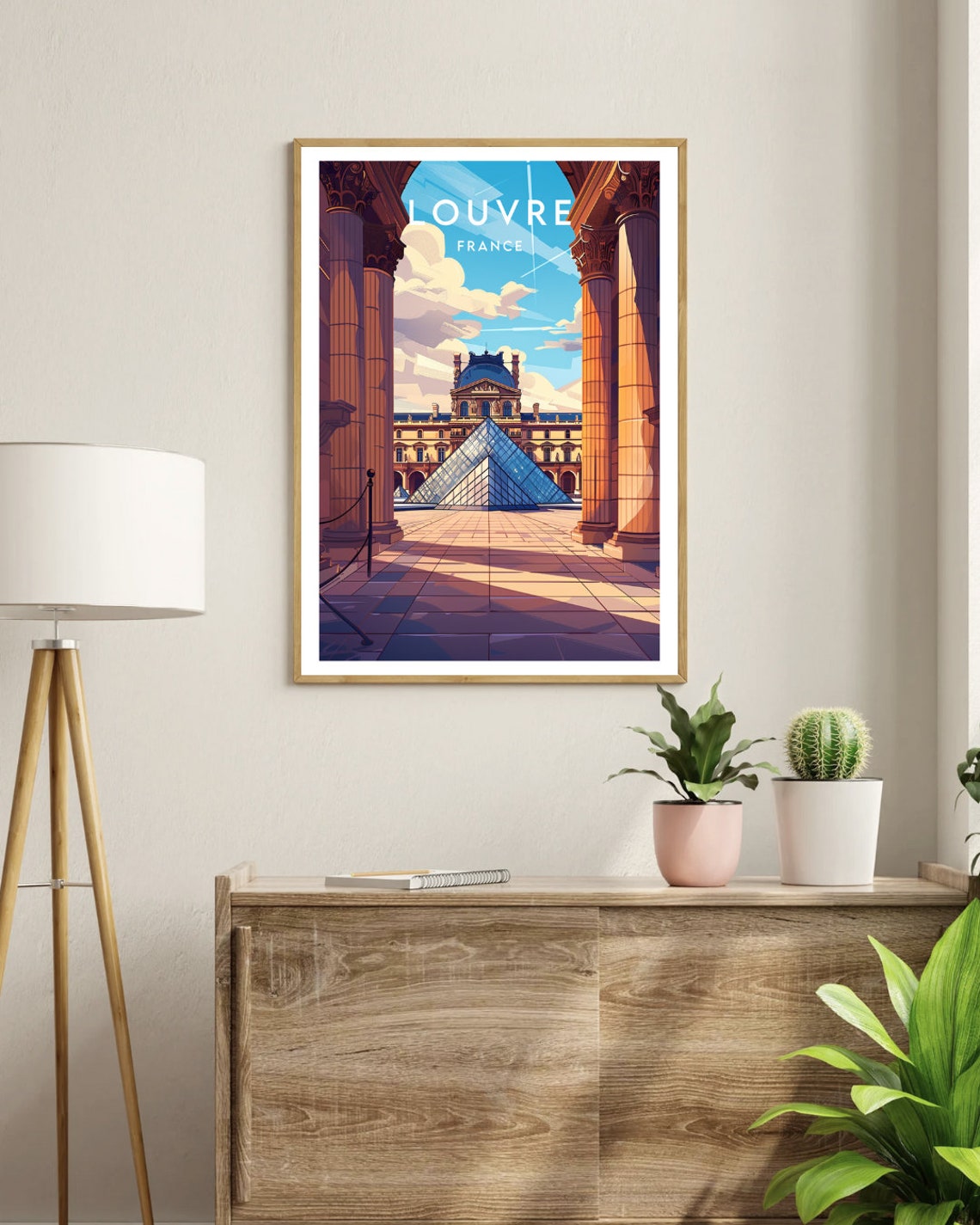 Louvre France Paris Glass Pyramid Museum Courtyard Travel Poster - Image 3