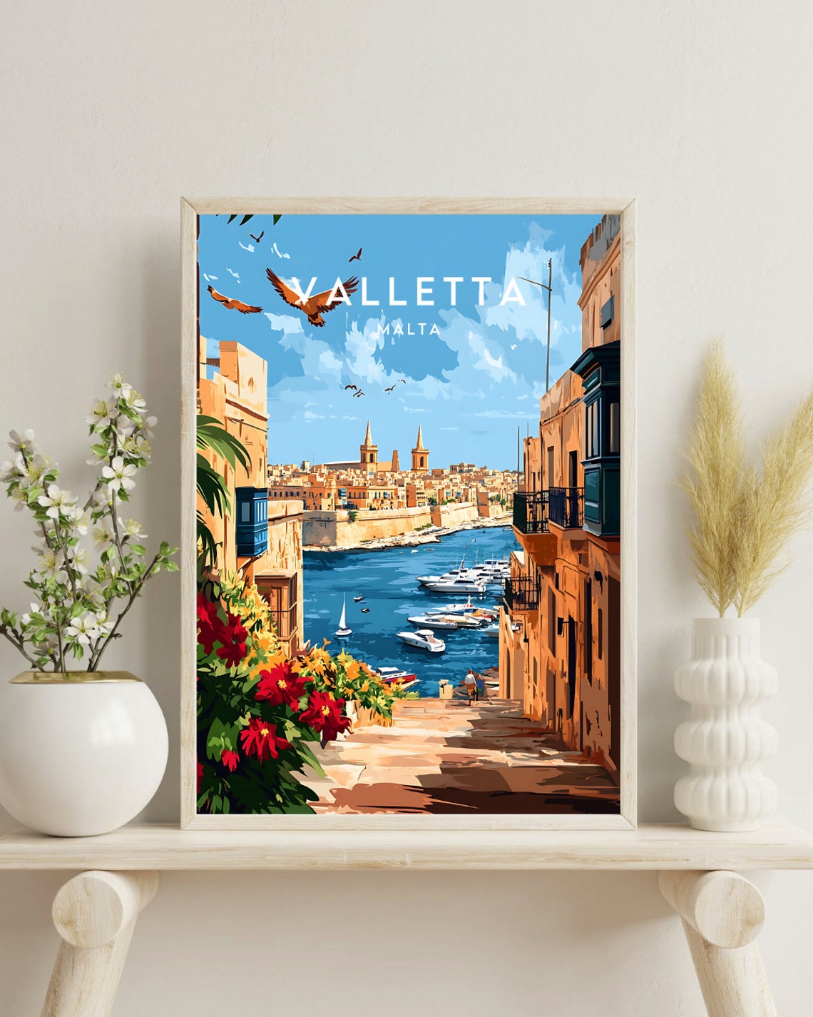 Valletta Malta Harbor Fortress View Vintage Travel Art Poster - Image 4