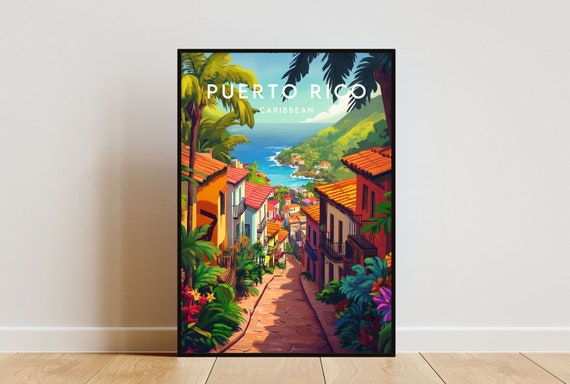 Puerto Rico Travel Print Caribbean Puerto Rico Poster Caribbean Poster Travel Wall Art Puerto Rico Print Puerto Rico Caribbean