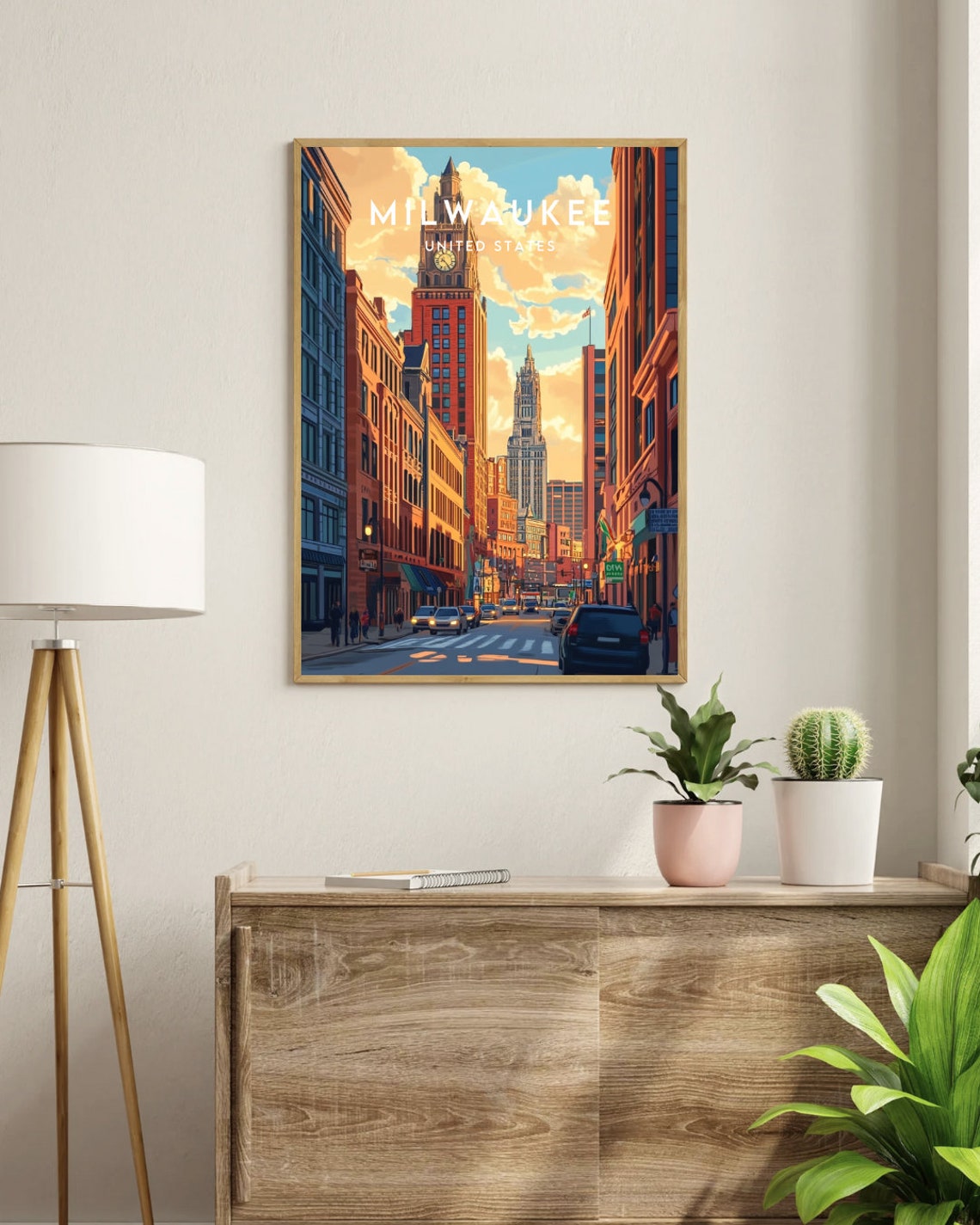Milwaukee Wisconsin Historic Downtown Clock Tower Street Poster - Image 3
